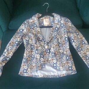 Floral Blue and Tan Women's Jacket
